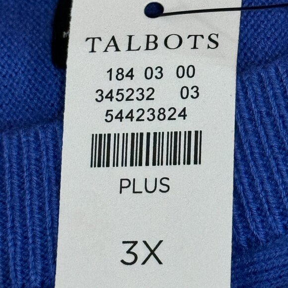 NWT Talbots Sz 3X Women's Sweater Tunic 3/4 Sleeve Blue Berry Cotton/Cashmere - Picture 12 of 12